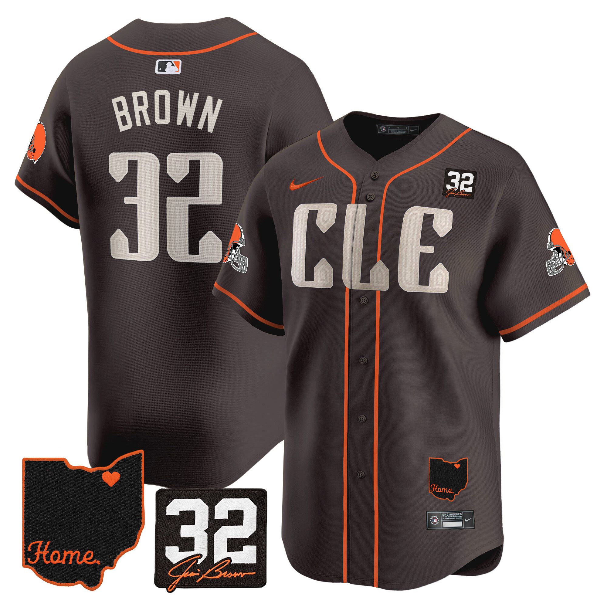 Men Cleveland Browns 32 Brown Brown Home Patch Vapor Premier Limited 2024 Nike NFL Jersey